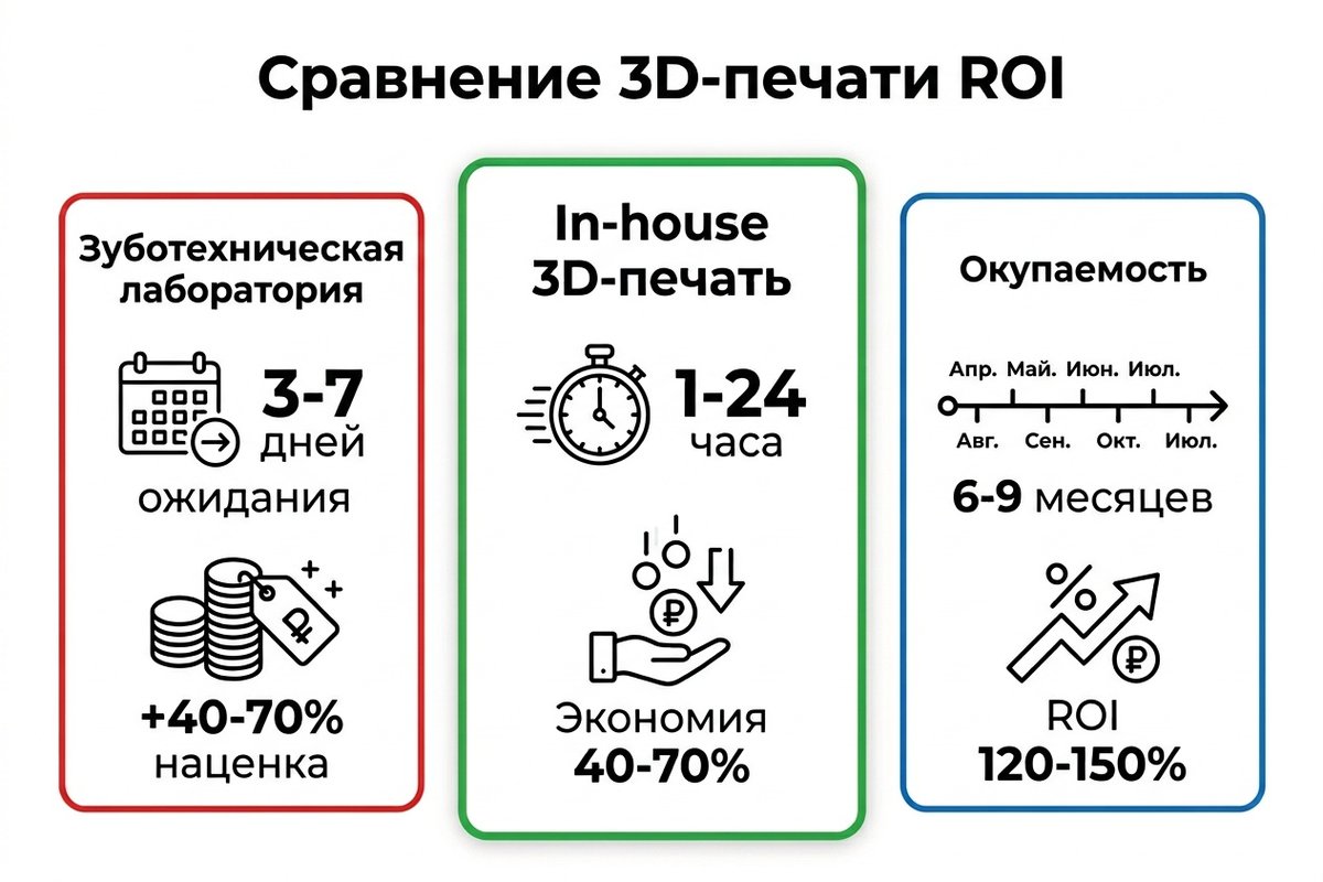 Сравнение зуботехнической лаборатории и 3D-печати in-house