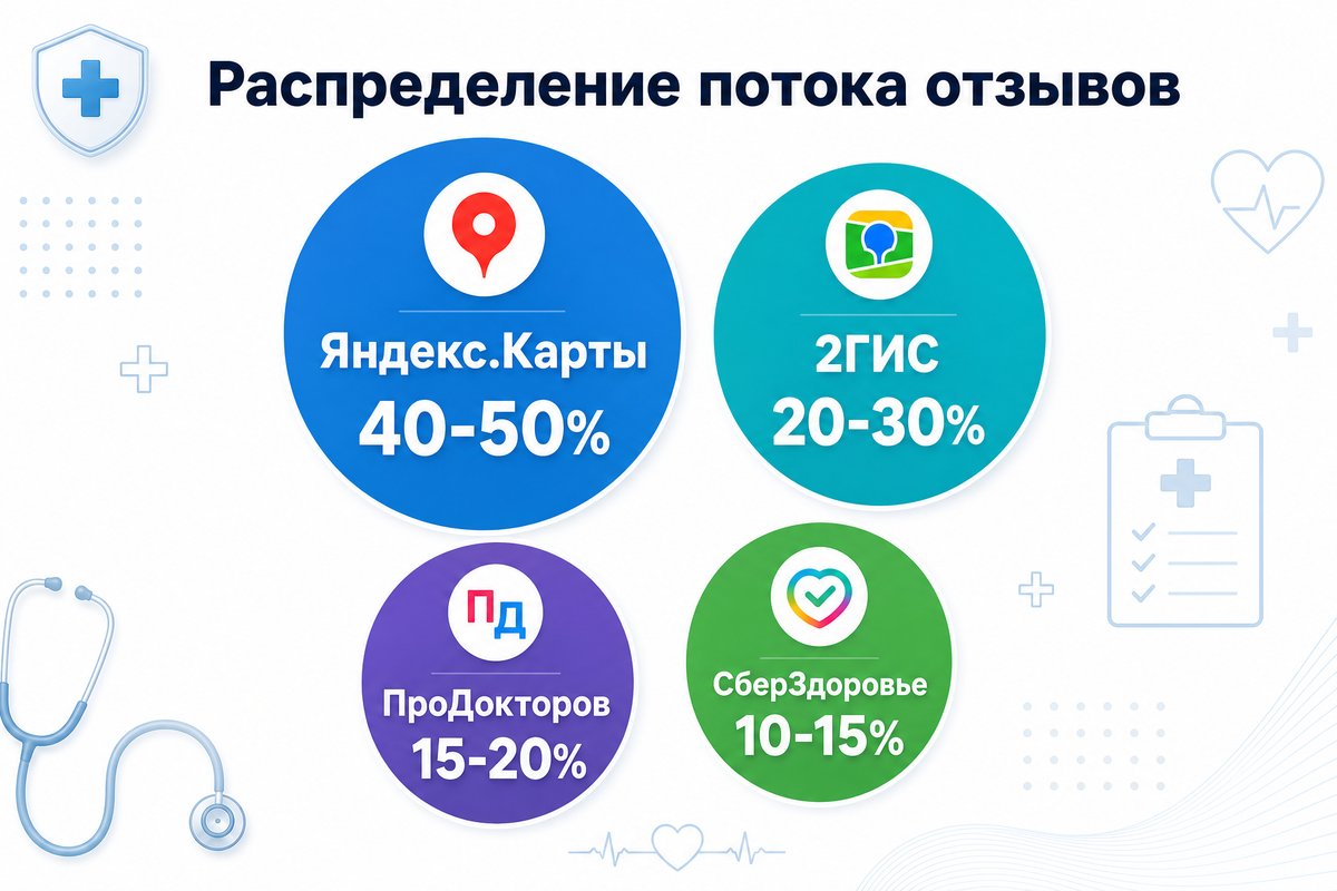 Распределение отзывов по площадкам — инфографика