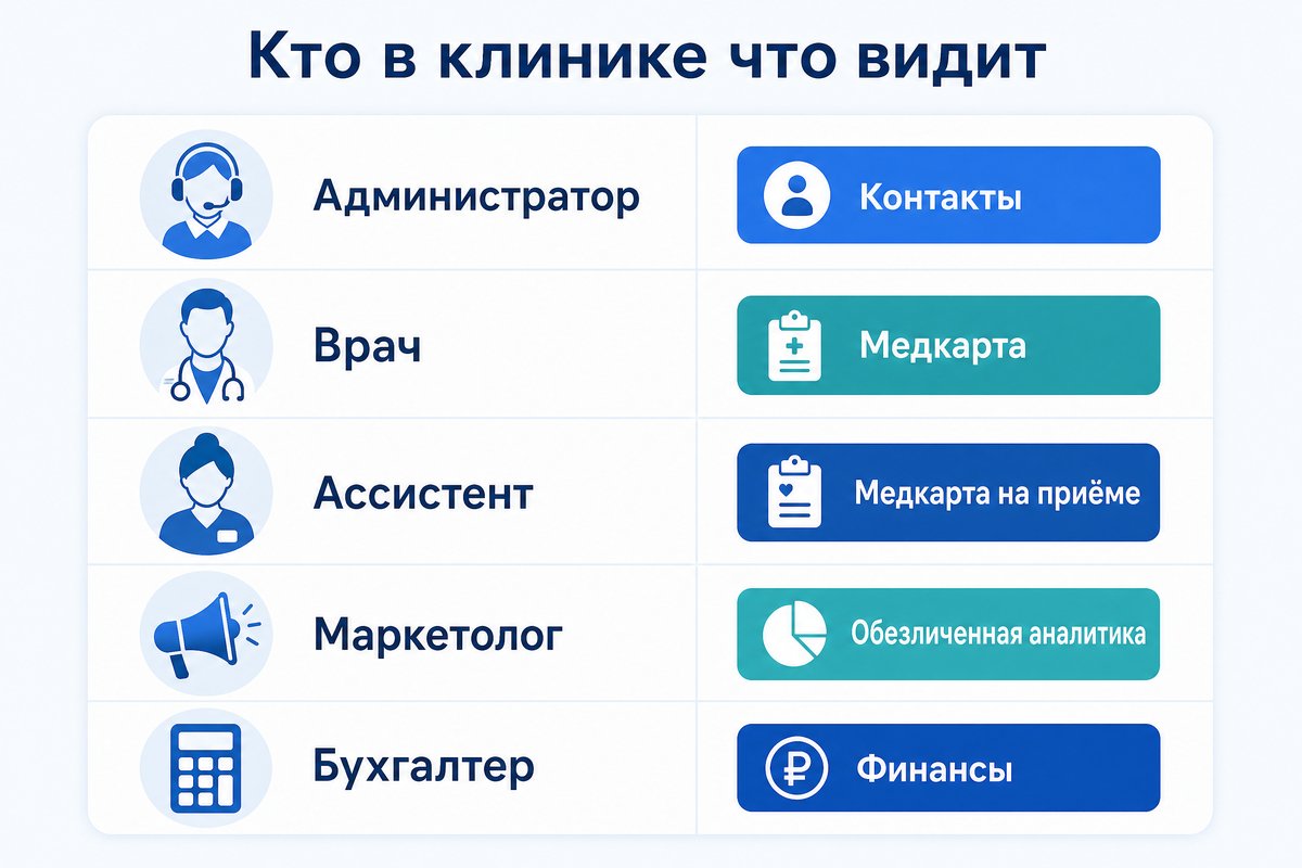 Матрица доступа к карте пациента по ролям
