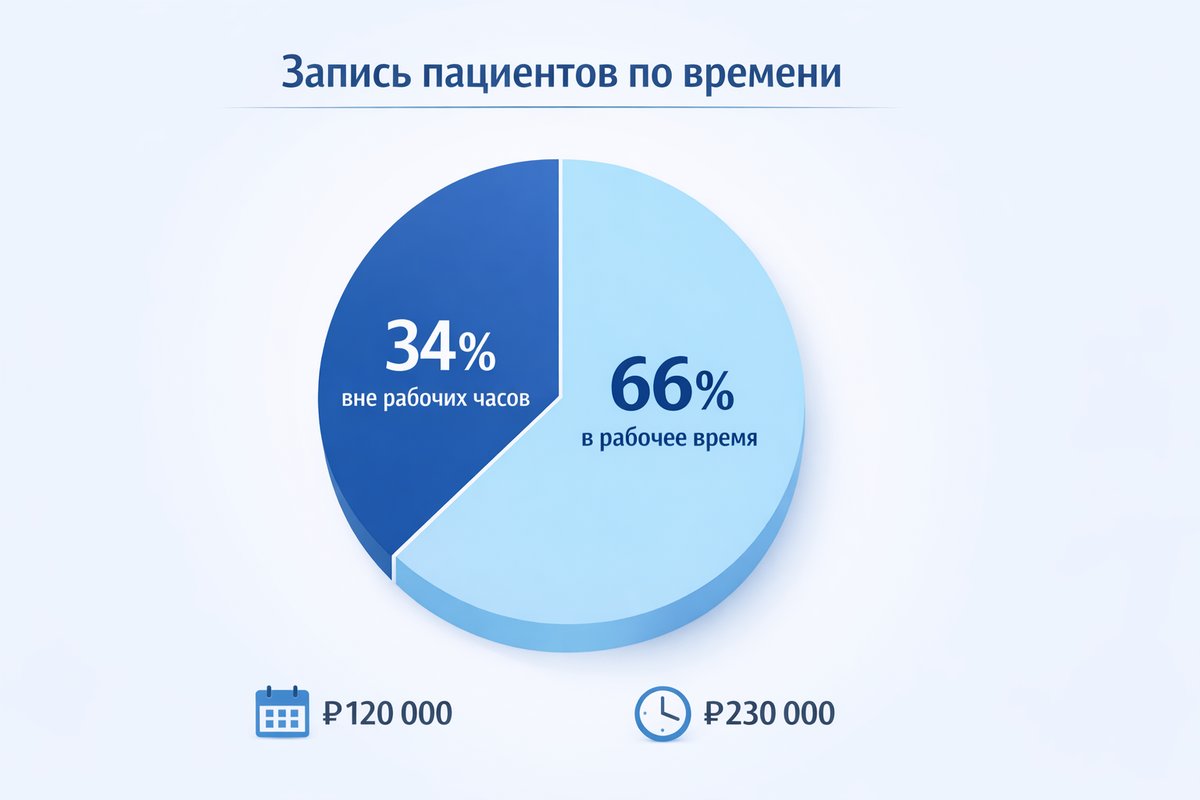 Распределение записей пациентов по времени суток