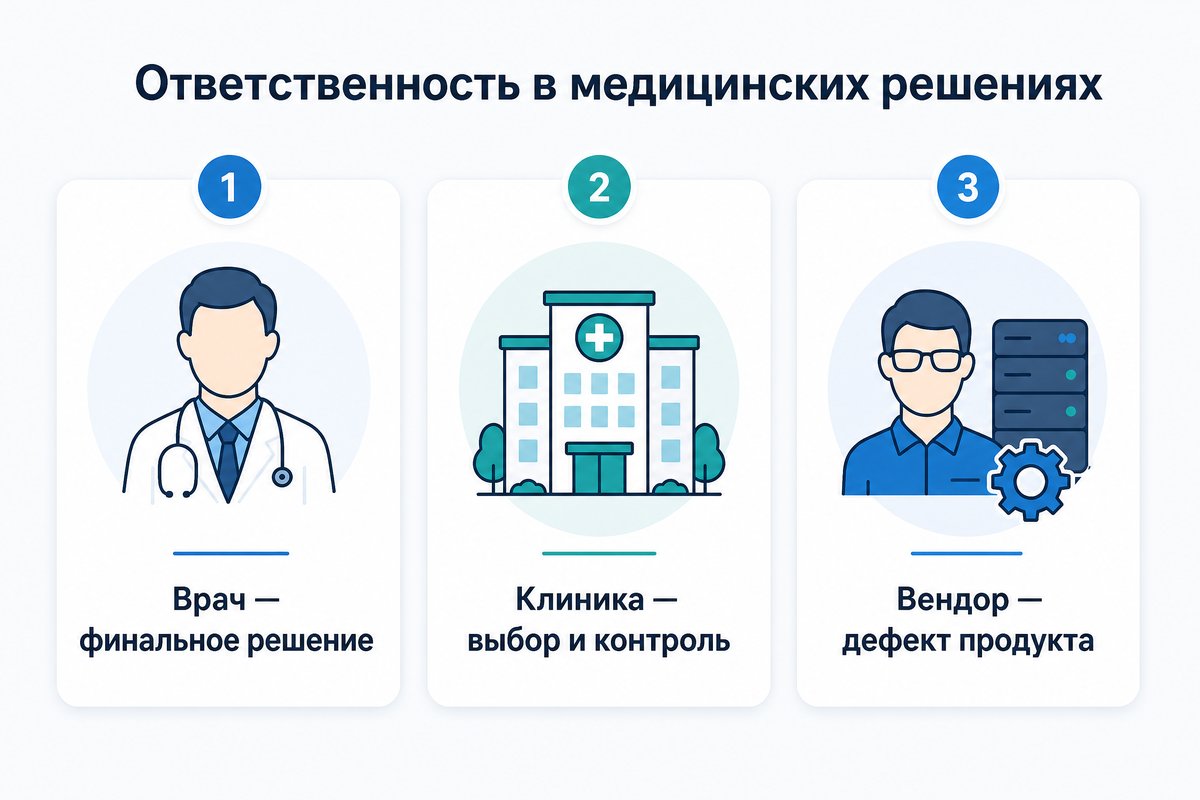 Кто отвечает за ошибку ИИ — врач, клиника или вендор