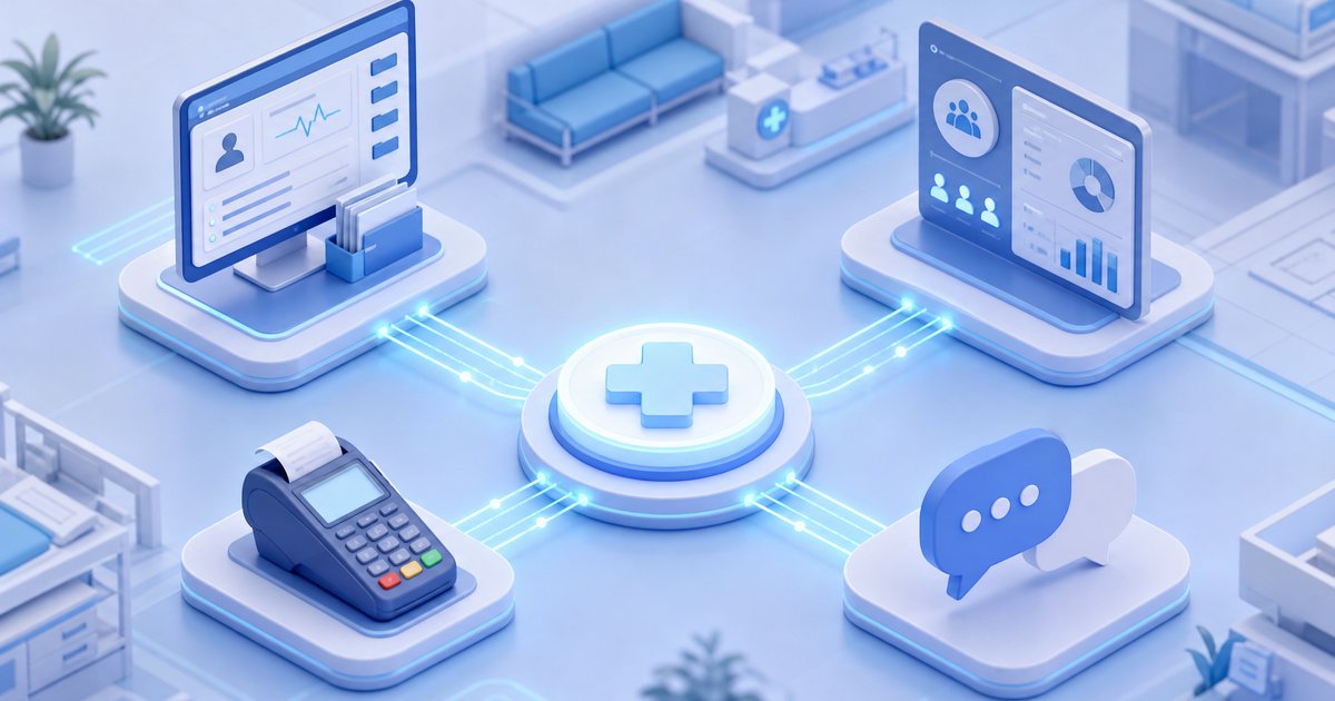 Зоопарк систем в клинике: МИС, CRM, касса и мессенджеры в единой экосистеме — обложка