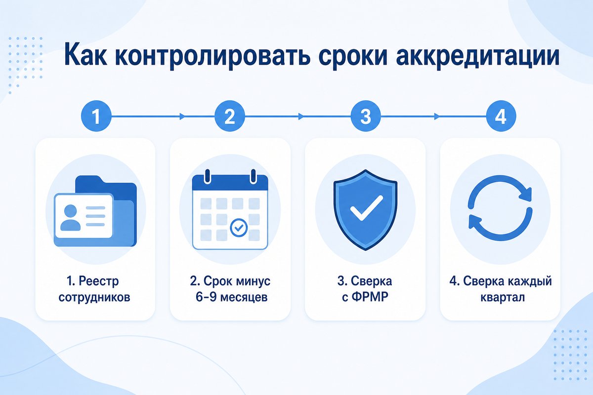 Контроль аккредитации по штату клиники — инфографика
