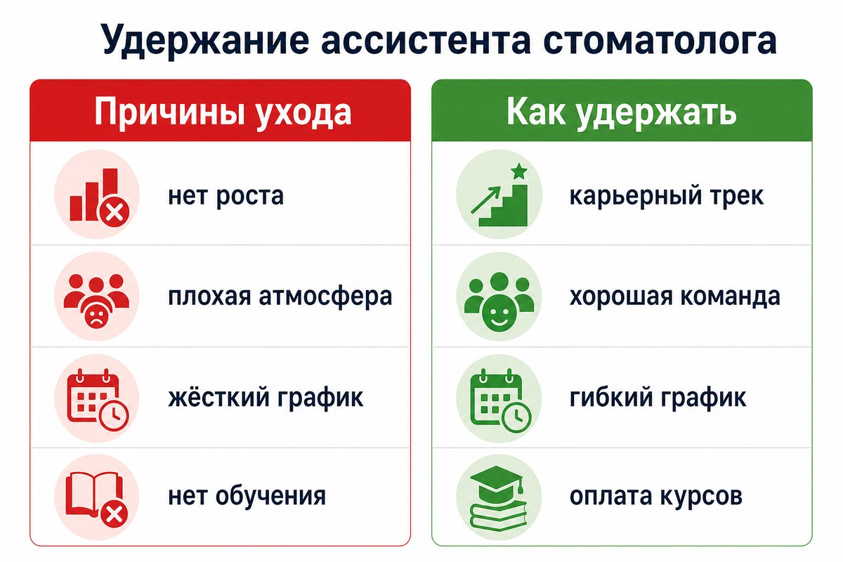 Ключевые факторы удержания ассистента стоматолога