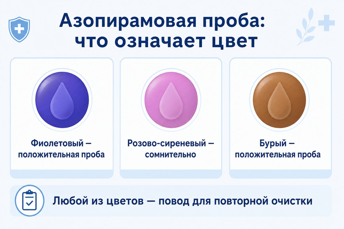 Интерпретация результатов азопирамовой пробы