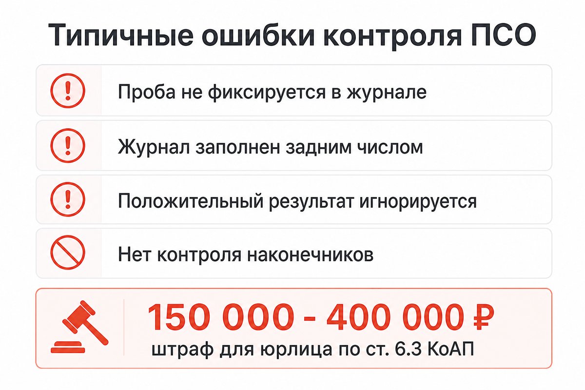 Типичные ошибки при контроле ПСО