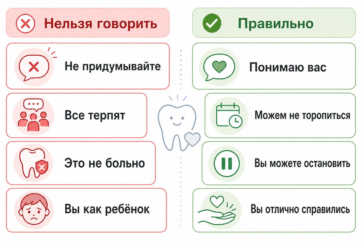 Что говорить и чего избегать с тревожным пациентом — инфографика