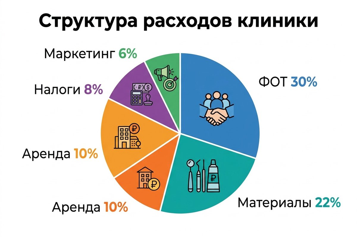 Структура расходов стоматологической клиники — инфографика