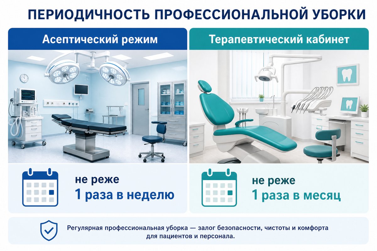 Периодичность генеральной уборки по типам помещений