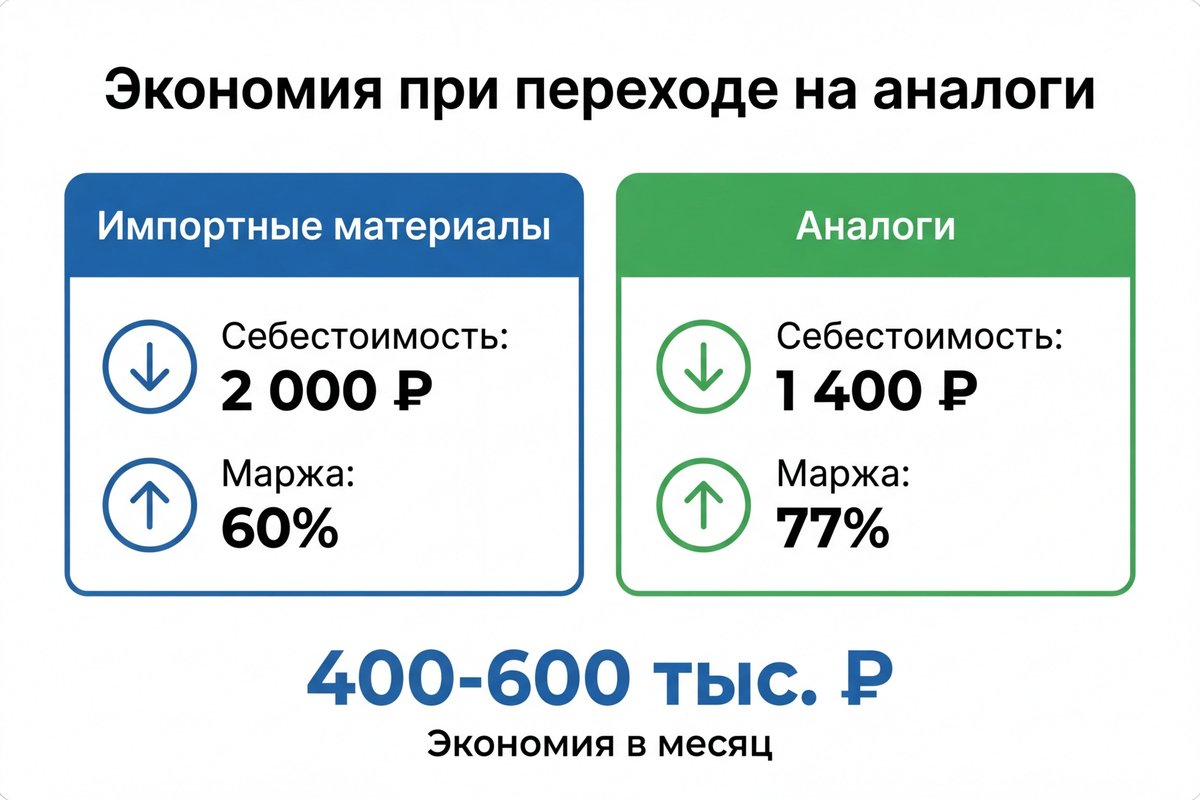 Финансовый эффект от импортозамещения материалов