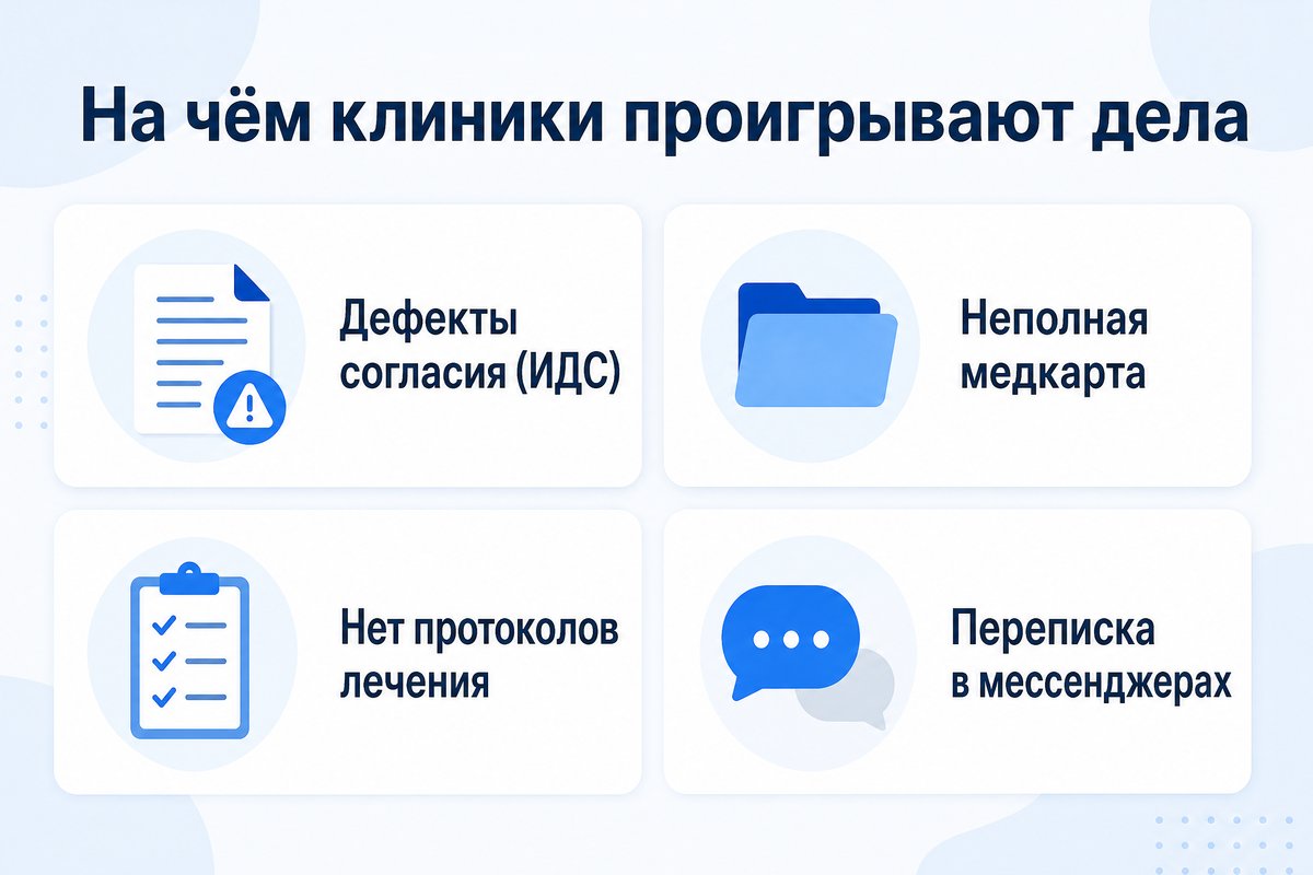 Топ-4 причины проигрыша клиники в суде — инфографика