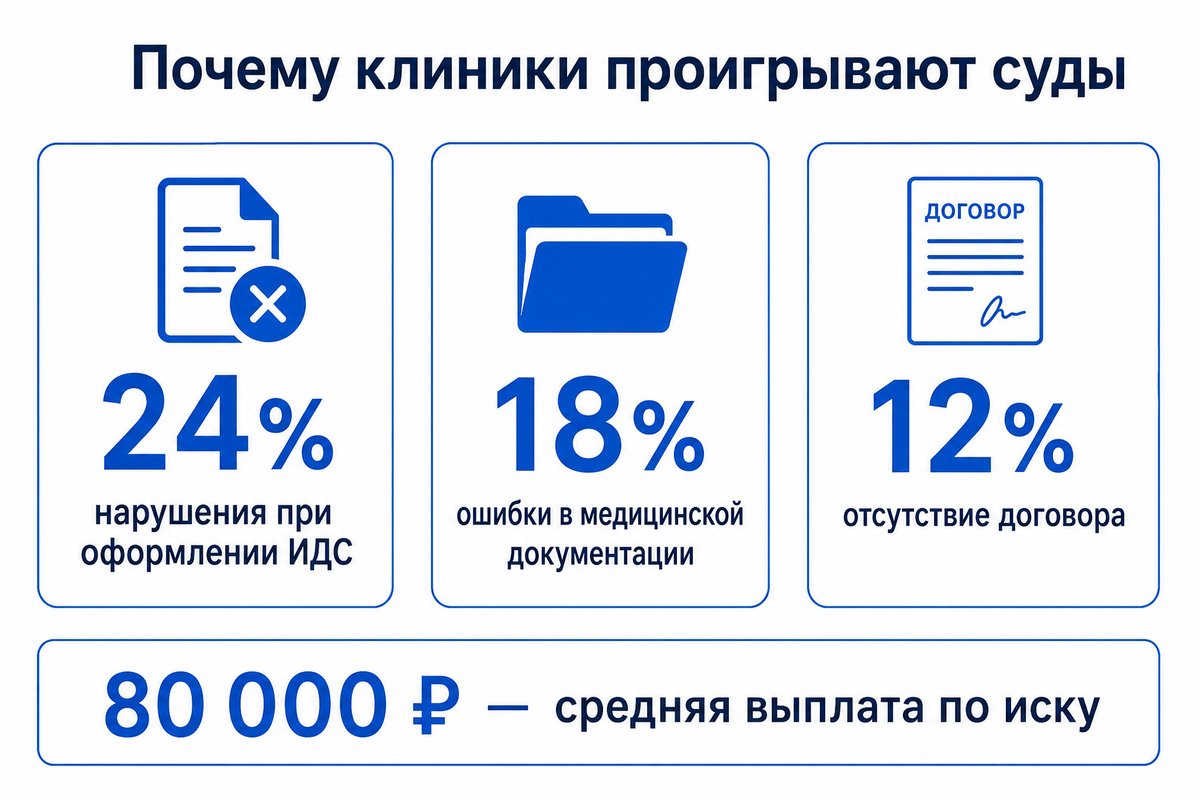 Причины проигрышей стоматологий в судах — статистика