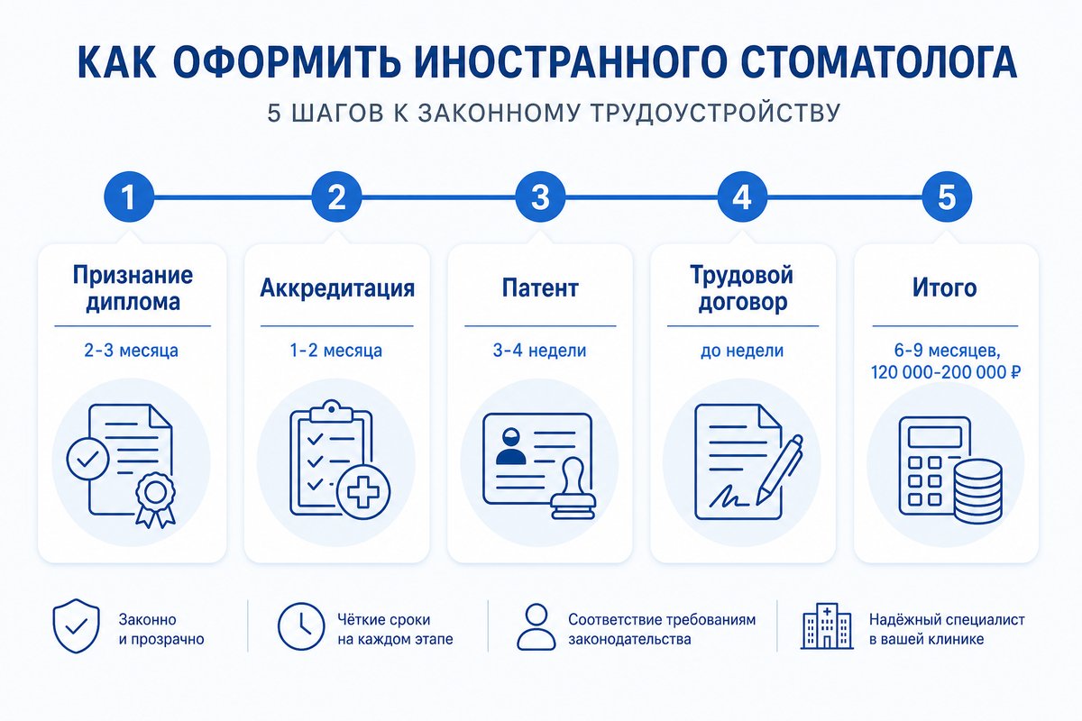 Сроки и стоимость найма врача из СНГ — инфографика
