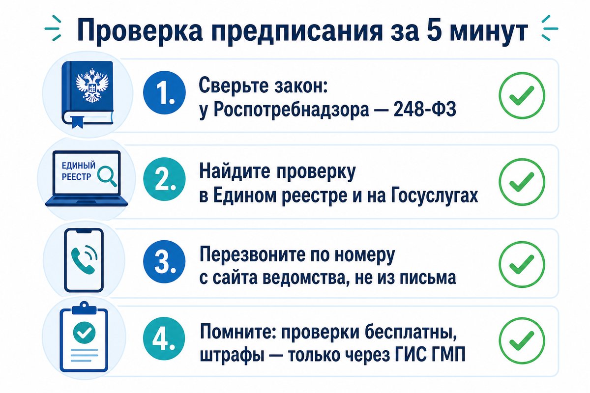 Чек-лист проверки подлинности предписания