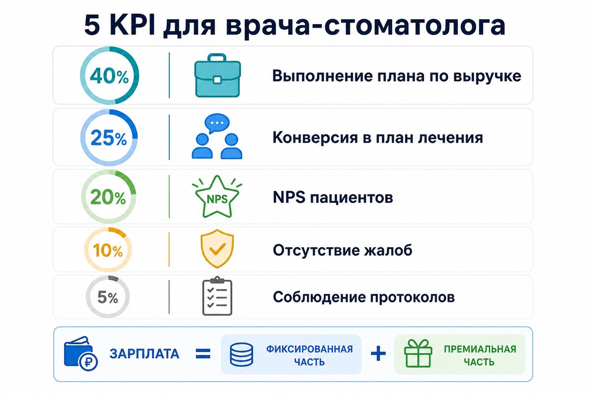 5 ключевых KPI для врача стоматологии с весами — инфографика