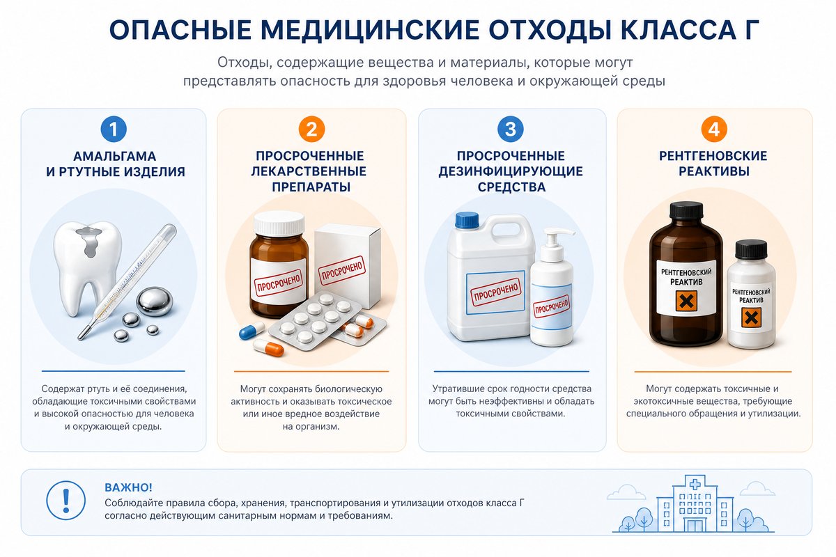 Что относится к отходам класса Г в стоматологии