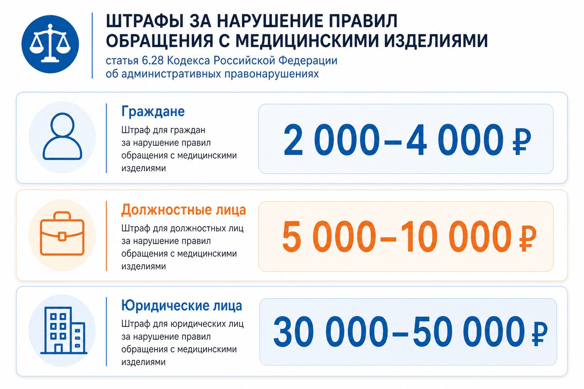 Штрафы по статье 6.28 КоАП РФ за медизделия
