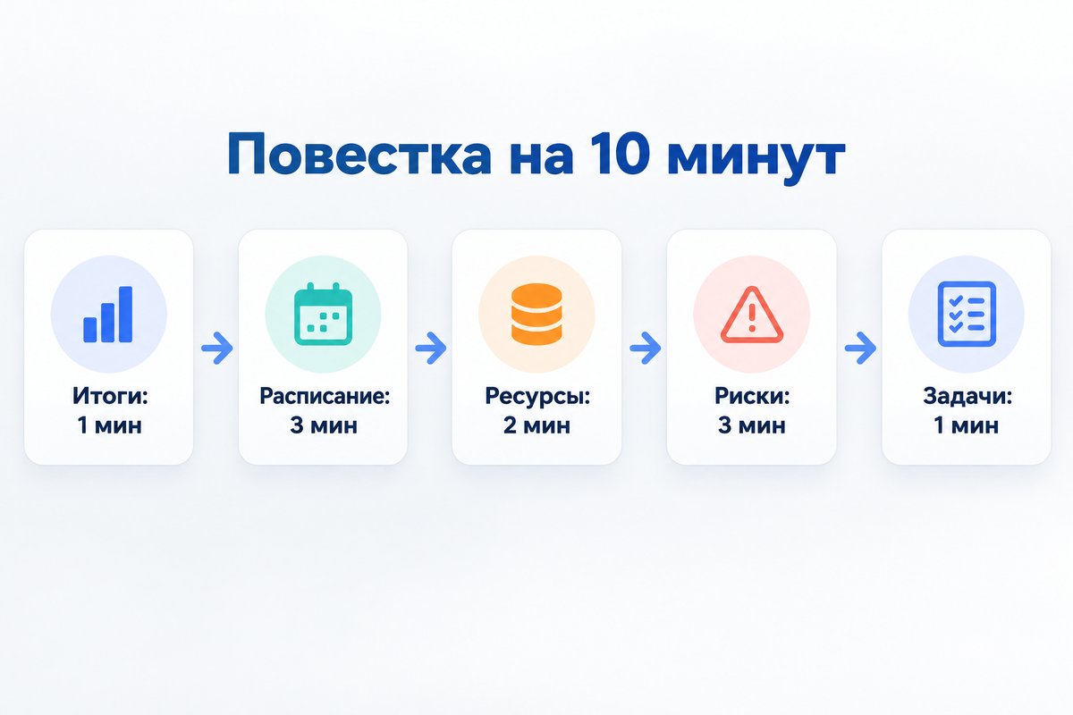Редакционный шаблон повестки медицинской планёрки на десять минут