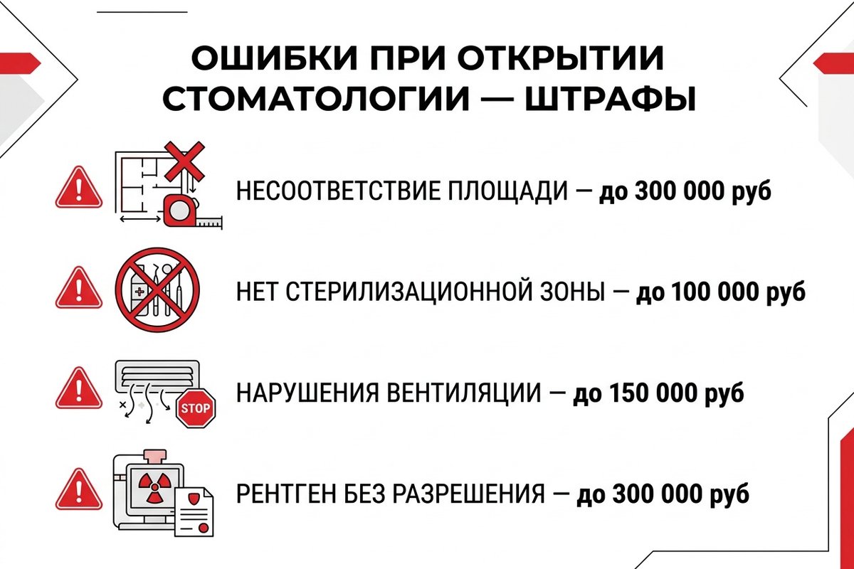 Штрафы за нарушения СанПиН при открытии стоматологии