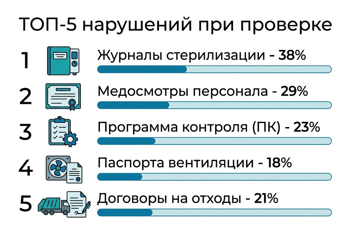ТОП-5 нарушений при проверке Роспотребнадзора в стоматологии