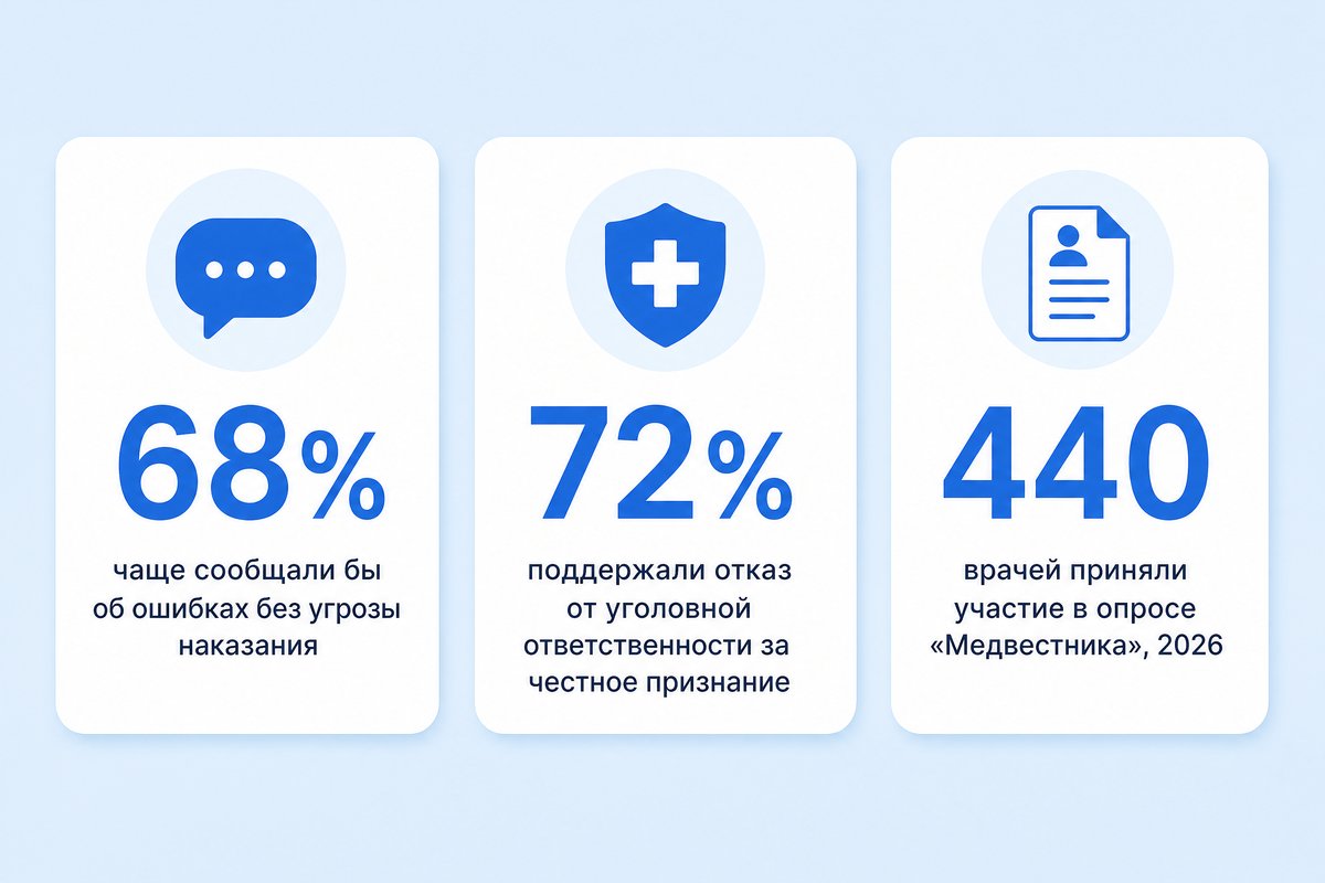 Статистика опроса врачей о разборе ошибок без наказания