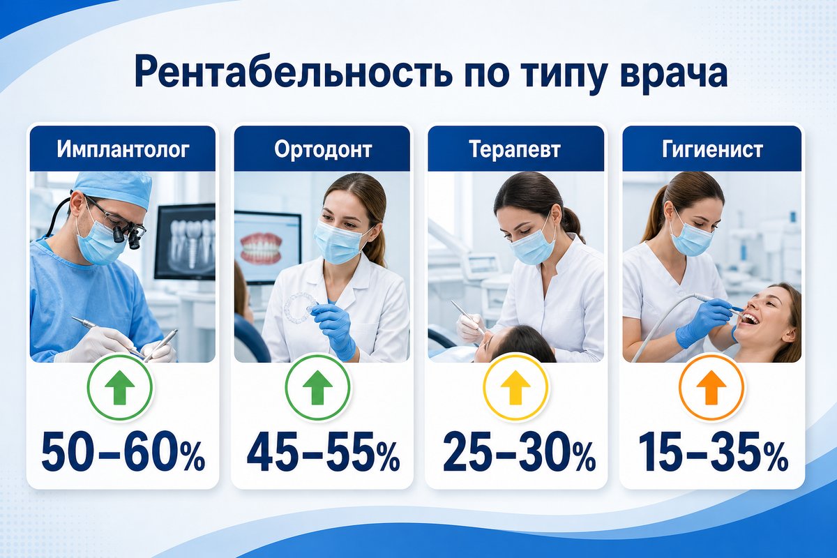 Рентабельность врачей разных специализаций в стоматологии