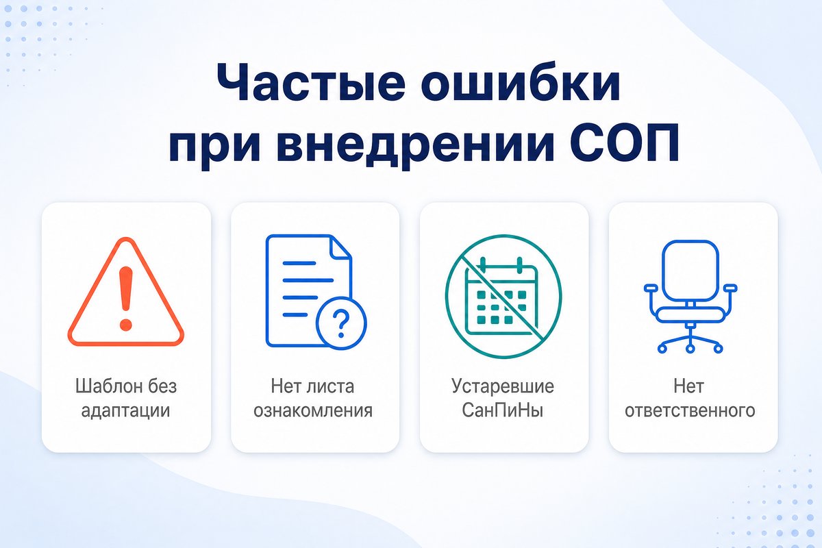 Частые ошибки при разработке СОП для стоматологии — инфографика