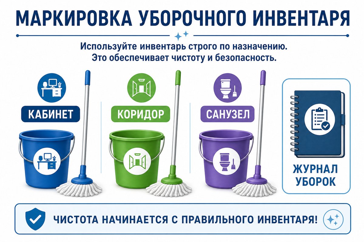 Журналы и инвентарь для уборки в стоматологии