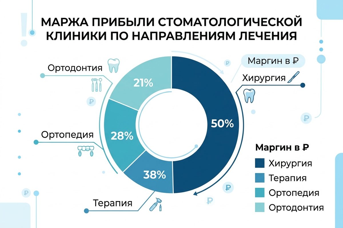 Рентабельность направлений стоматологии — инфографика