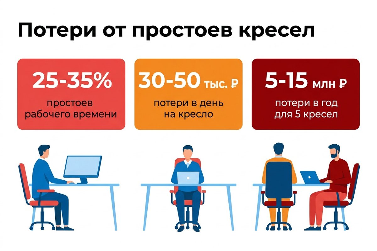 Потери от простоев кресел — статистика