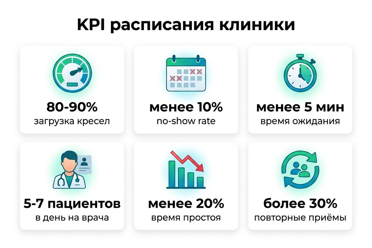 KPI расписания клиники — 6 ключевых метрик