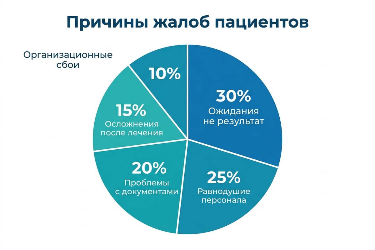Причины жалоб пациентов в клинике — инфографика