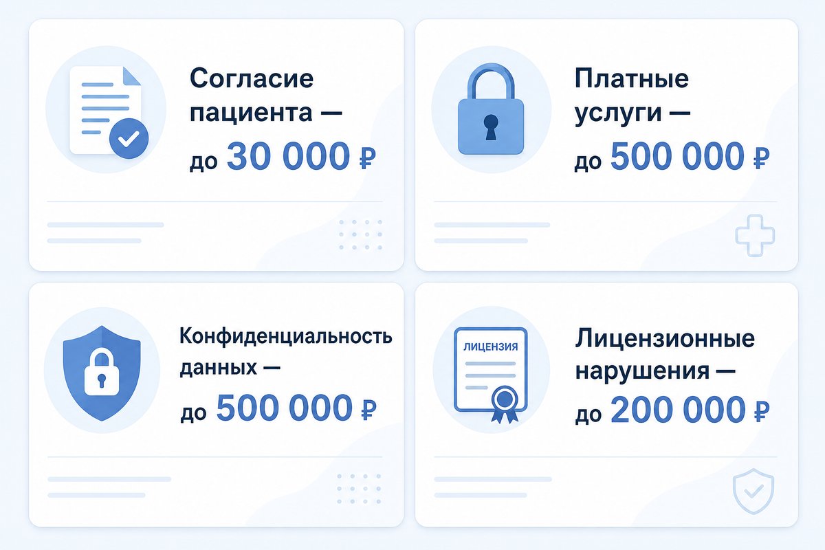 Штрафы по типовым нарушениям клиник