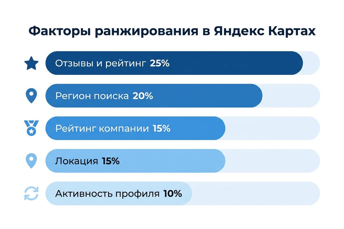 Факторы ранжирования клиники в Яндекс Картах — веса алгоритма