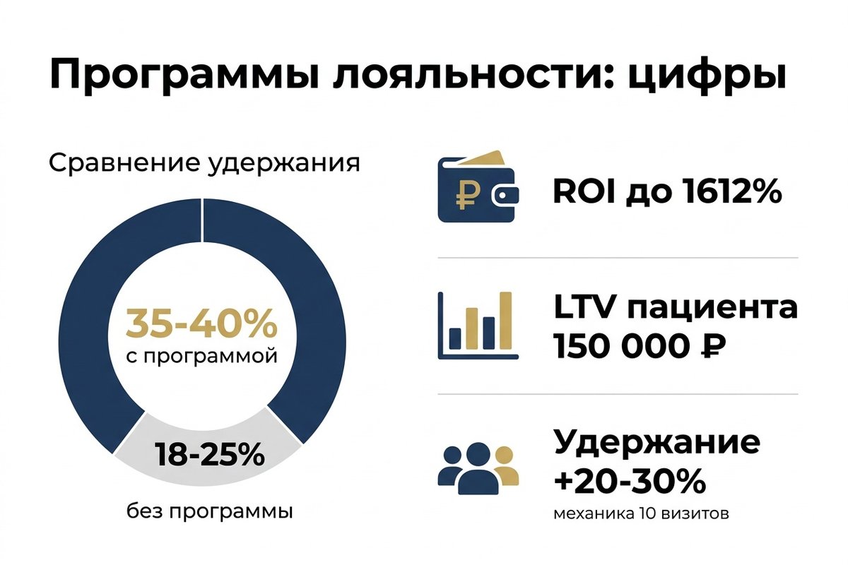ROI программ лояльности в стоматологии — инфографика