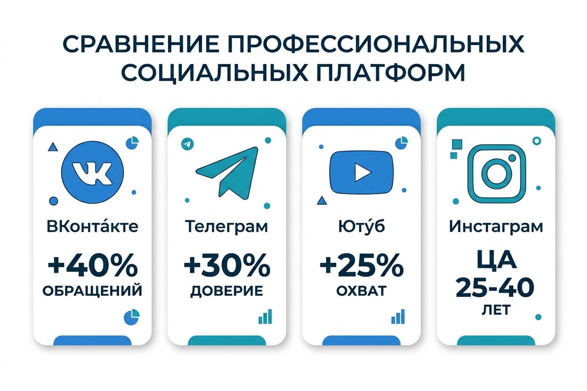Сравнение платформ для продвижения стоматологии — инфографика