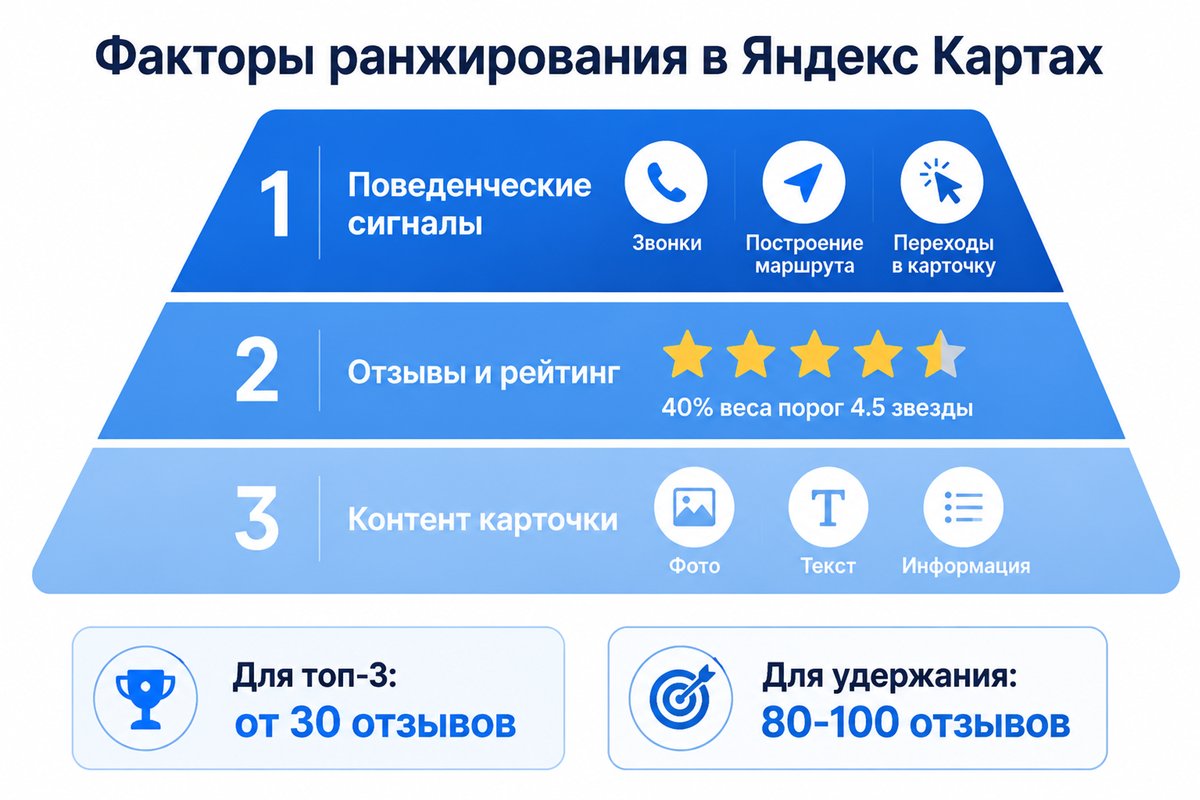 Факторы ранжирования Яндекс Карт для клиники — инфографика