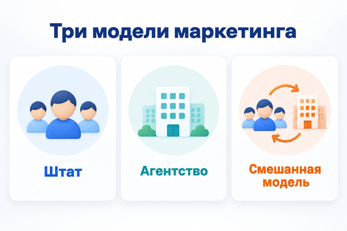 Штатный маркетолог, агентство и смешанная модель работы клиники