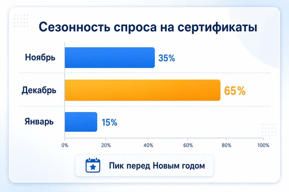 Сезонность спроса на подарочные сертификаты в стоматологии