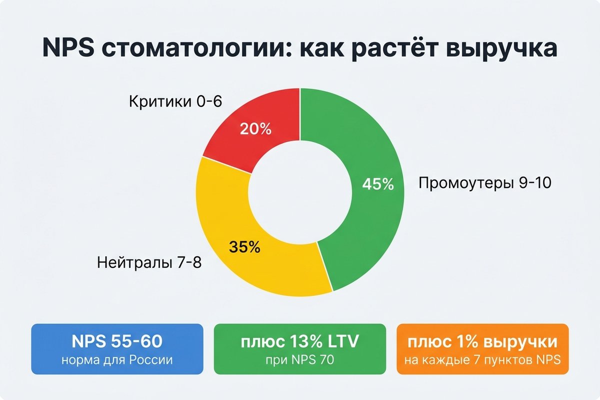 NPS стоматологической клиники — промоутеры нейтралы критики и влияние на выручку