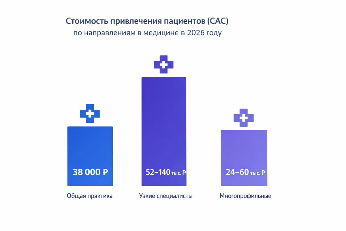 CAC по специализациям клиник — инфографика