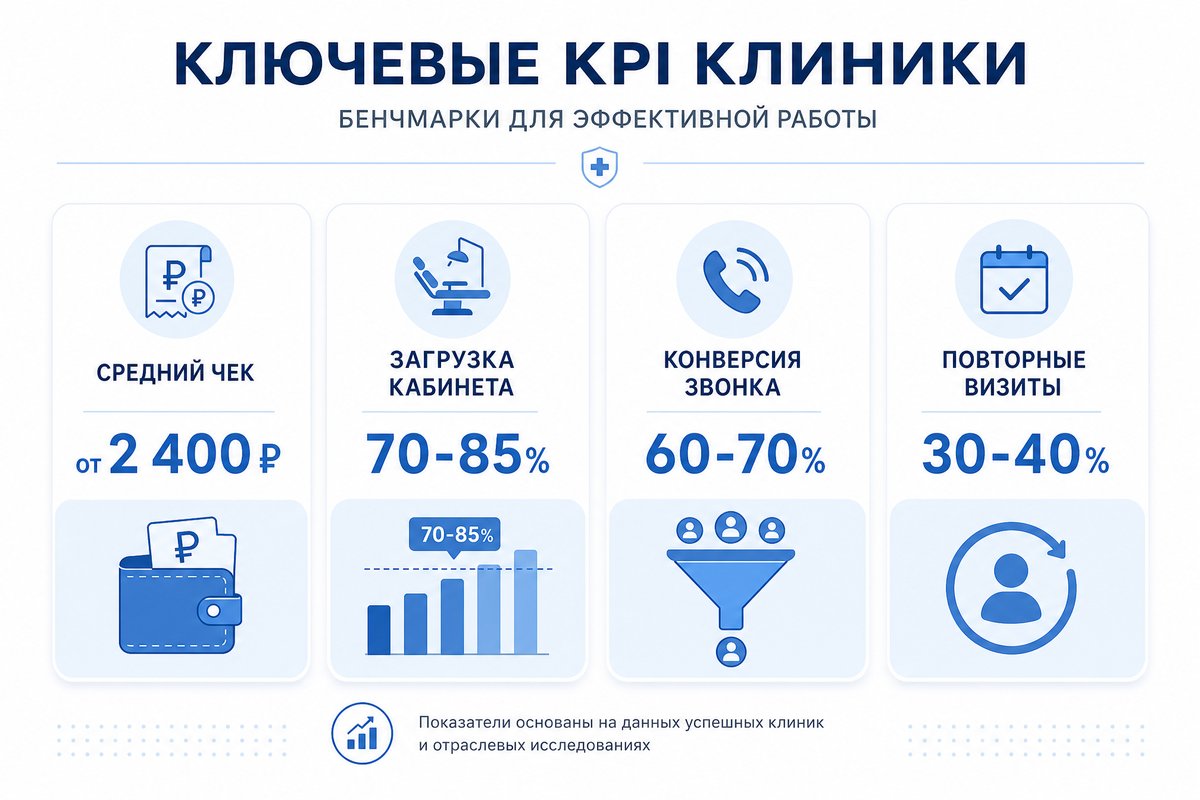 Бенчмарки KPI частной клиники